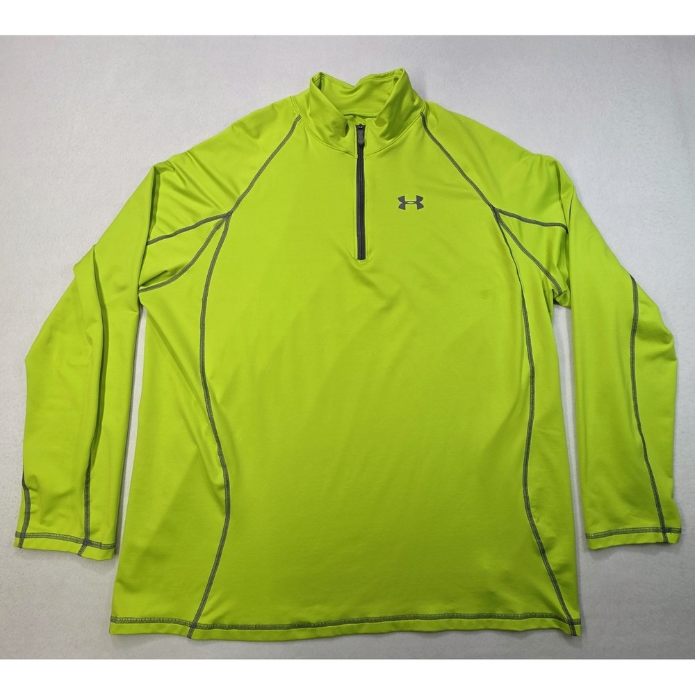 Under Armour ColdGear 1/4 Zip Pullover Light Jacket Loose Mens 2XL Neon